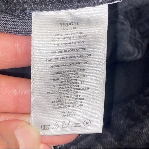 Re/Done Black Denim Jeans Women Size 24 25” Button-Fly 5-Pockets Cotton - Picture 6 of 6